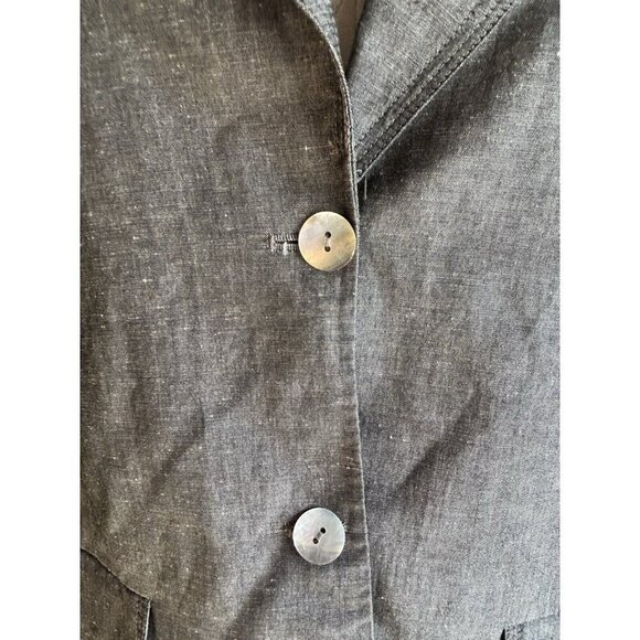 Chico's LINEN Blend Jacket Blazer Gray Long Sleeve Shell Buttons Sz 2 (L) - Picture 4 of 9